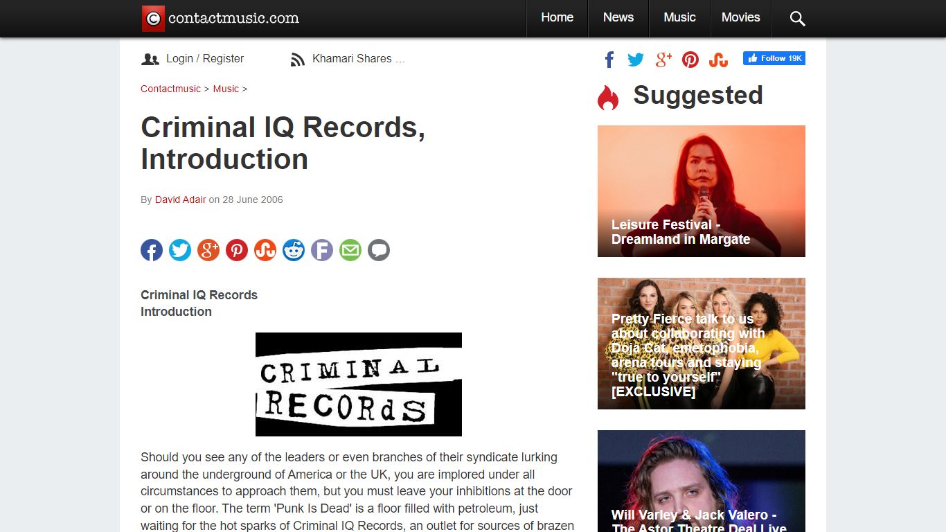 Criminal IQ Records, Introduction | Contactmusic.com