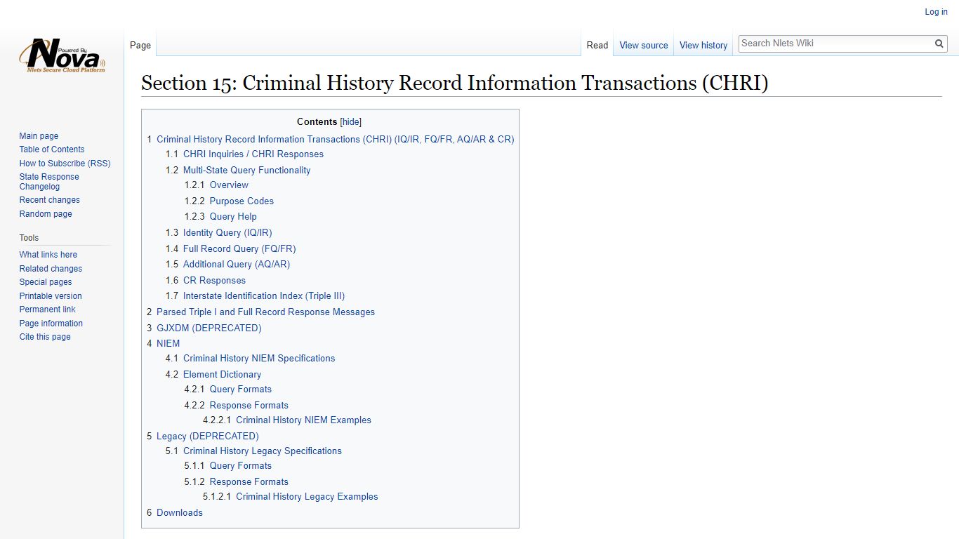 Section 15: Criminal History Record Information Transactions (CHRI) - Nlets